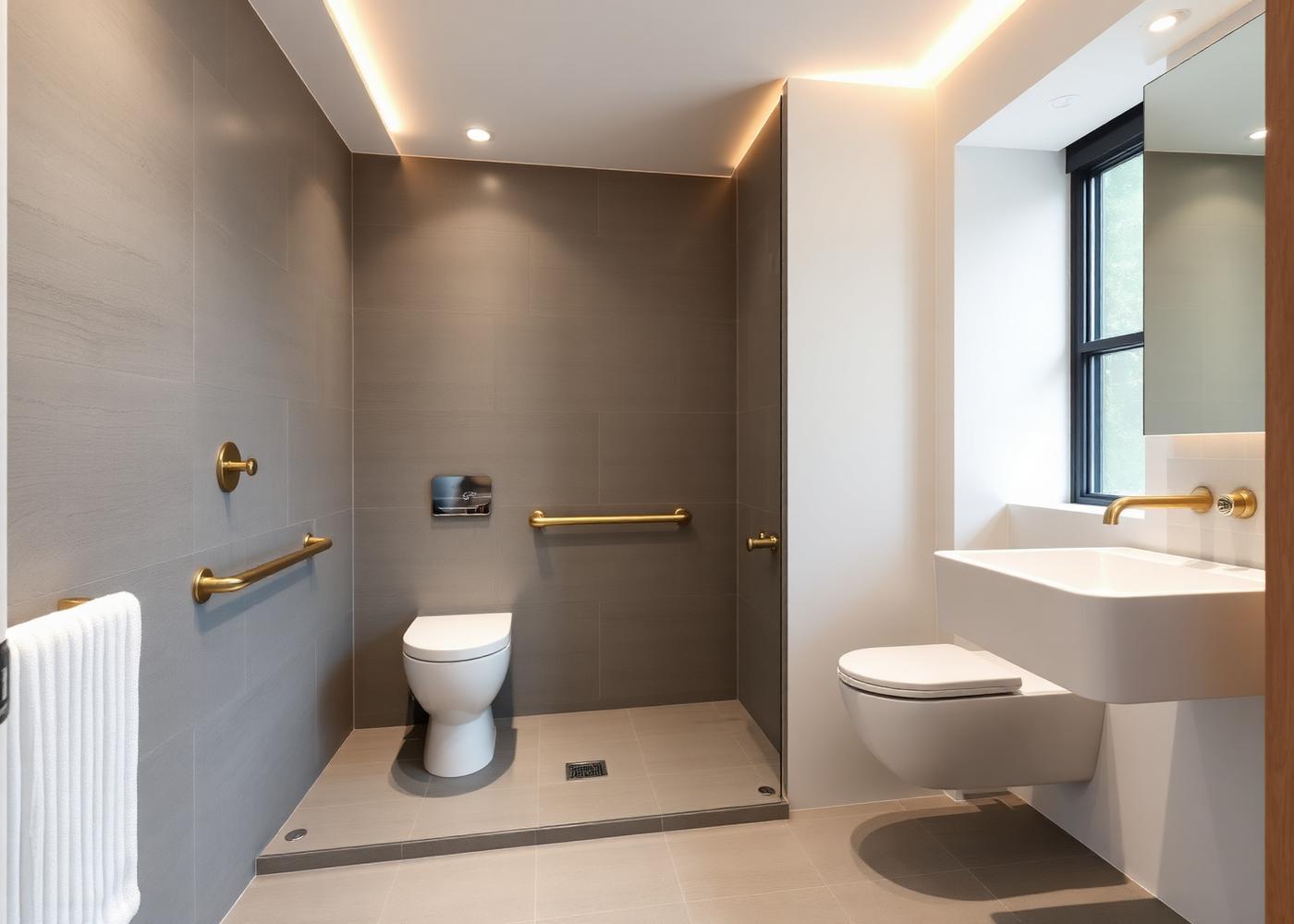 Beispielbild: barrierearmes Bad mit schwellenloser Dusche
